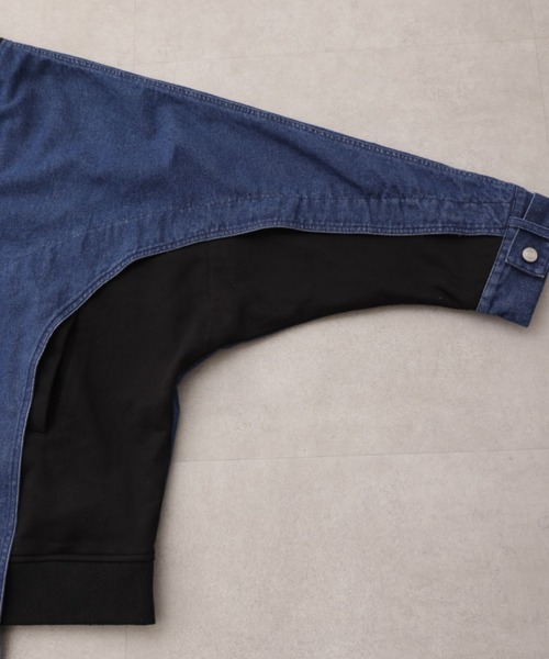 デニム×スウェット異素材アウター（デニムジャケット）｜HUG.U（ハグユー）