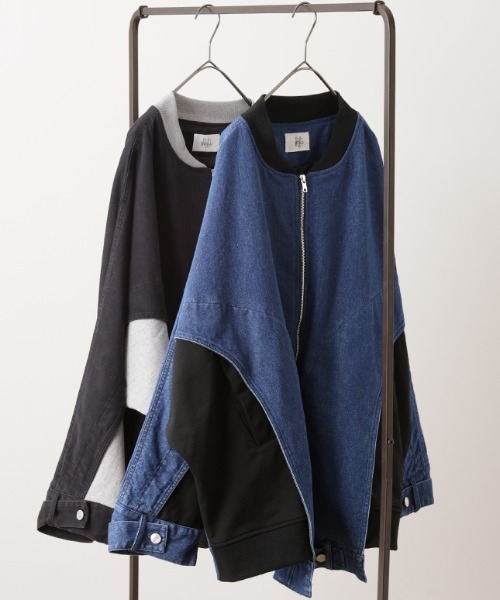 デニム×スウェット異素材アウター（デニムジャケット）｜HUG.U（ハグユー）