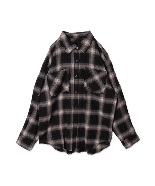 WEGO(ウィゴー)の「WEGO/フリンジチェックBIGネルシャツ(シャツ/ブラウス・レディース・ブラウン系その他2/ブラック系その他2・FREE)」の11枚目の写真