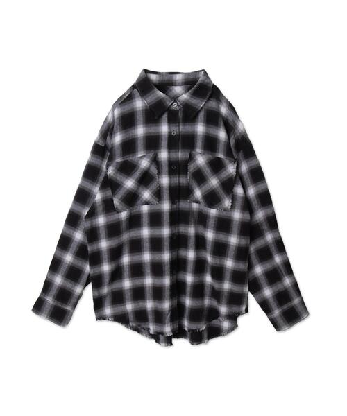 WEGO(ウィゴー)の「WEGO/フリンジチェックBIGネルシャツ(シャツ/ブラウス・レディース・ブラウン系その他2/ブラック系その他2・FREE)」の10枚目の写真
