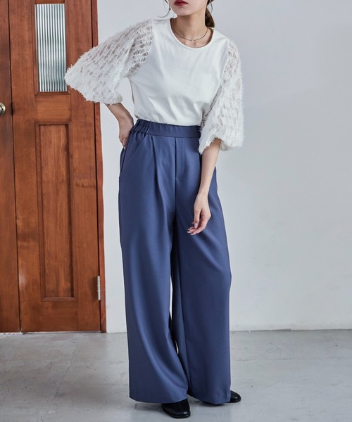 Fashion Letter(ファッションレター)の「フリンジチュールプルオーバー トップス フリンジ ショート丈 クロップド丈 チュール シースルー(Tシャツ/カットソー・レディース・ブラック/オフホワイト・M)」の22枚目の写真