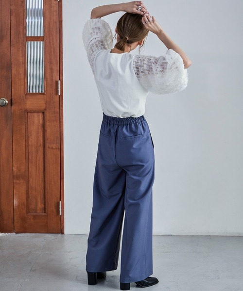 Fashion Letter(ファッションレター)の「フリンジチュールプルオーバー トップス フリンジ ショート丈 クロップド丈 チュール シースルー(Tシャツ/カットソー・レディース・ブラック/オフホワイト・M)」の18枚目の写真