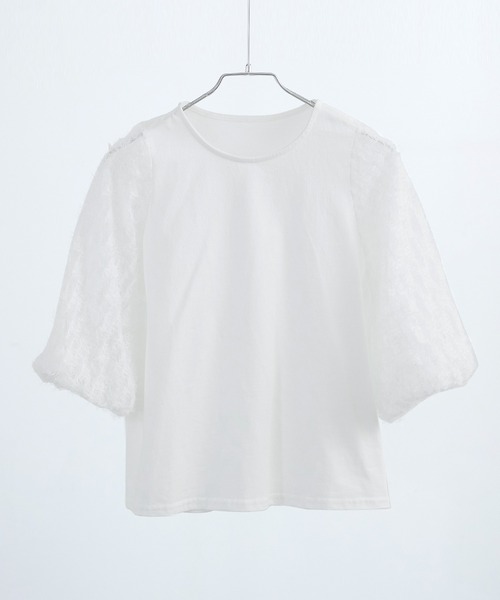 Fashion Letter(ファッションレター)の「フリンジチュールプルオーバー トップス フリンジ ショート丈 クロップド丈 チュール シースルー(Tシャツ/カットソー・レディース・ブラック/オフホワイト・M)」の16枚目の写真