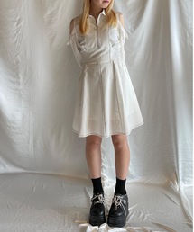 TORTE | フロントジップ肩開きショート長袖ワンピース(ワンピース)