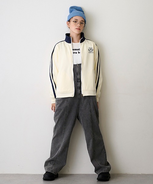 pom ponette junior（ポンポネットジュニア）の「【AMI】ハイウエストサロペット（サロペット/オーバーオール・キッズ・ブラック/ネイビー・L/M）」の21枚目の写真