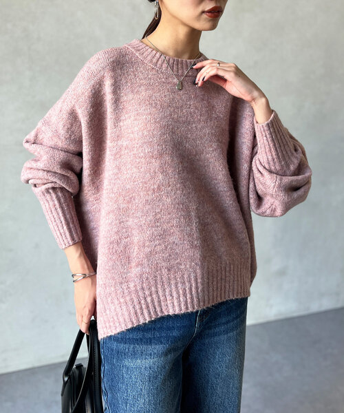 Chez toi(シェトワ)の「ヤクライクショートニットプルオーバー(ニット/セーター・レディース・ライトグレー/ネイビー/ピンク・FREE)」の3枚目の写真