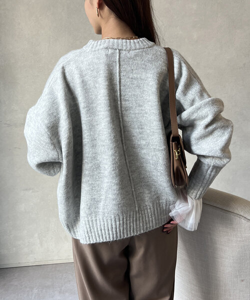 Chez toi(シェトワ)の「ヤクライクショートニットプルオーバー(ニット/セーター・レディース・ライトグレー/ネイビー/ピンク・FREE)」の21枚目の写真