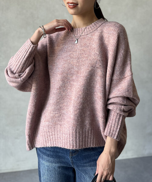 Chez toi(シェトワ)の「ヤクライクショートニットプルオーバー(ニット/セーター・レディース・ライトグレー/ネイビー/ピンク・FREE)」の6枚目の写真