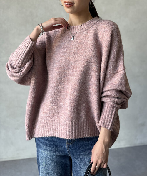 Chez toi(シェトワ)の「ヤクライクショートニットプルオーバー(ニット/セーター・レディース・ライトグレー/ネイビー/ピンク・FREE)」の7枚目の写真