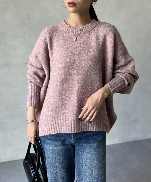 Chez toi(シェトワ)の「ヤクライクショートニットプルオーバー(ニット/セーター・レディース・ライトグレー/ネイビー/ピンク・FREE)」の8枚目の写真