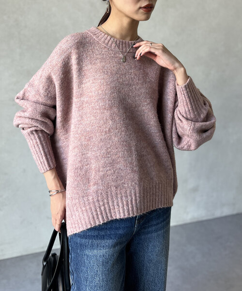Chez toi(シェトワ)の「ヤクライクショートニットプルオーバー(ニット/セーター・レディース・ライトグレー/ネイビー/ピンク・FREE)」の9枚目の写真