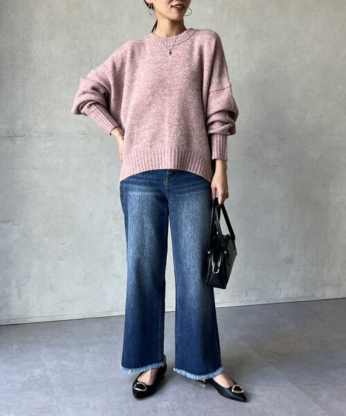 Chez toi(シェトワ)の「ヤクライクショートニットプルオーバー(ニット/セーター・レディース・ライトグレー/ネイビー/ピンク・FREE)」の15枚目の写真