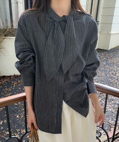 【セール】フロントリボンストライプオーバーシャツ（シャツ/ブラウス）｜Gs（ジーエス） 4,678円