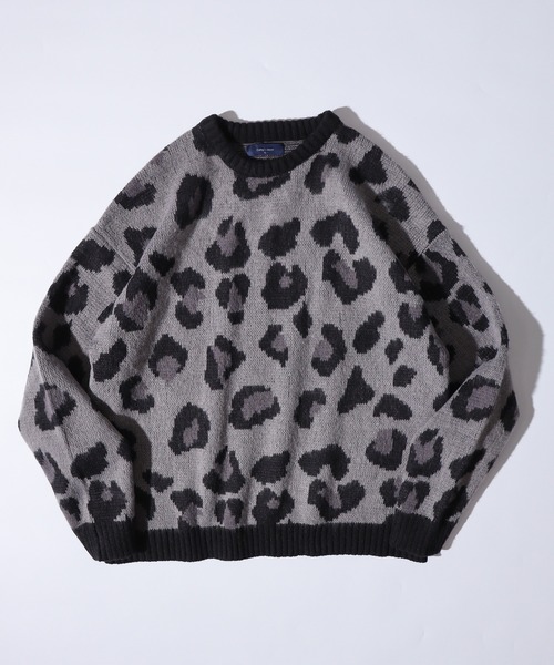 セール】WS select 起毛 レオパード柄オーバーサイズクルーニット