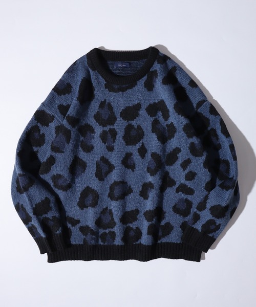 WACKOMARIA】青と黒のヒョウ柄ニットセーター 国内発】WACKO MARIA