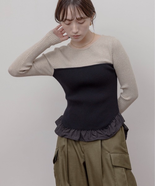 フリルヘムビスチェラインリブニット Eimee Law│Eimee Law & LHELBIE