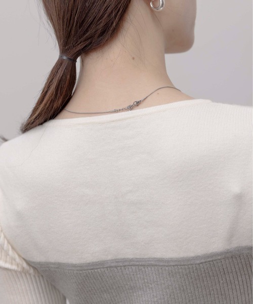 Eimee Law（エイミーロウ）の「フリルヘムビスチェラインリブニット（ニット/セーター・レディース・ブラック/カーキ/アイボリー・FREE）」の13枚目の写真