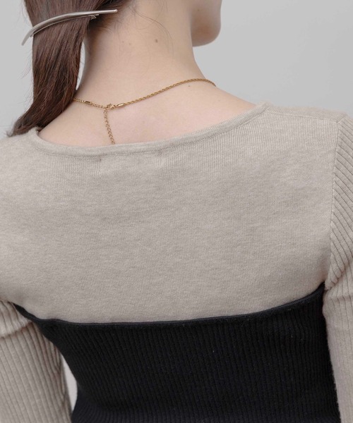 Eimee Law（エイミーロウ）の「フリルヘムビスチェラインリブニット（ニット/セーター・レディース・ブラック/カーキ/アイボリー・FREE）」の17枚目の写真