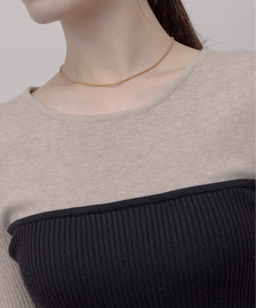 Eimee Law（エイミーロウ）の「フリルヘムビスチェラインリブニット（ニット/セーター・レディース・ブラック/カーキ/アイボリー・FREE）」の16枚目の写真