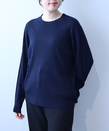 【L~5L 大きいサイズ】ワイドリブクルーネックプルオーバー