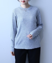 【L~5L 大きいサイズ】ワイドリブクルーネックプルオーバー