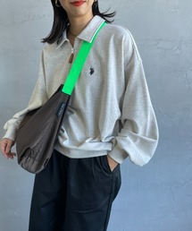 [U.S. POLO ASSN./ユーエスポロアッスン] 別注 ワンポイントロゴ刺繍 ハーフジップポロスウェット