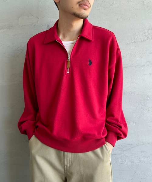 U.S. POLO ASSN.（ユーエスポロアッスン）の「[U.S. POLO ASSN./ユーエスポロアッスン] 別注 ワンポイントロゴ刺繍 ハーフジップポロスウェット（スウェット・レディース・ブラック/グレー/ネイビー/レッド・L/M/S/XL）」の19枚目の写真