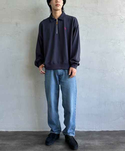 U.S. POLO ASSN.（ユーエスポロアッスン）の「[U.S. POLO ASSN./ユーエスポロアッスン] 別注 ワンポイントロゴ刺繍 ハーフジップポロスウェット（スウェット・レディース・ブラック/グレー/ネイビー/レッド・L/M/S/XL）」の5枚目の写真