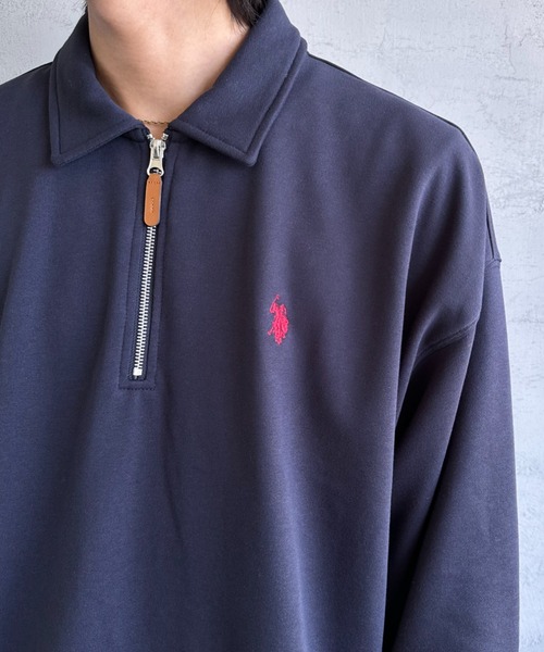 U.S. POLO ASSN.（ユーエスポロアッスン）の「[U.S. POLO ASSN./ユーエスポロアッスン] 別注 ワンポイントロゴ刺繍 ハーフジップポロスウェット（スウェット・レディース・ブラック/グレー/ネイビー/レッド・L/M/S/XL）」の8枚目の写真