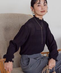 マジョリカプリーツハイネックブラウス