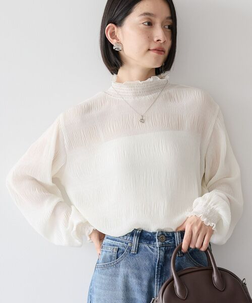 AMERICAN HOLIC(アメリカンホリック)の「マジョリカプリーツハイネックブラウス(シャツ/ブラウス・レディース・ブラック/アイボリー・L/M)」の3枚目の写真