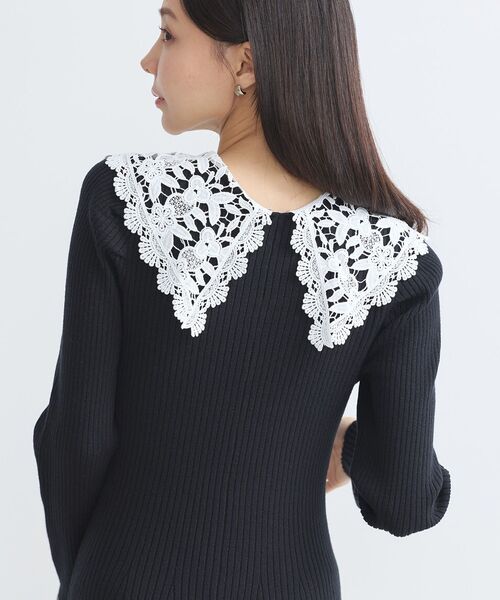 earth music&ecology（アースミュージックアンドエコロジー）の「襟レースニットワンピース（ワンピース・レディース・アイボリー/ブラック/サックスブルー・FREE）」の17枚目の写真