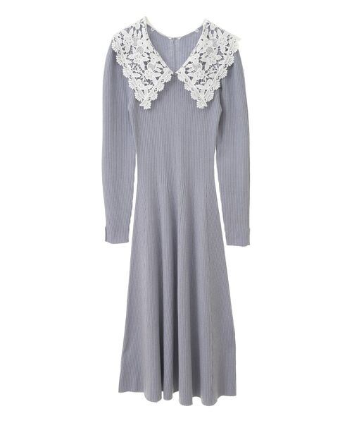 earth music&ecology（アースミュージックアンドエコロジー）の「襟レースニットワンピース（ワンピース・レディース・アイボリー/ブラック/サックスブルー・FREE）」の19枚目の写真