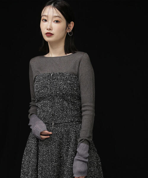 NATURAL BEAUTY BASIC（ナチュラルビューティーベーシック）の「◇ツイードビスチェ（キャミソール・レディース・ブラック系その他/ベージュ系その他・FREE）」の9枚目の写真