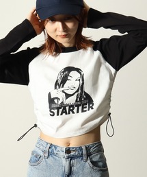 STARTER BLACK LABEL | 【STARTER /スターター】天竺ショート丈 ラグラン裾シャーリング ロングスリーブTシャツ(Tシャツ/カットソー)