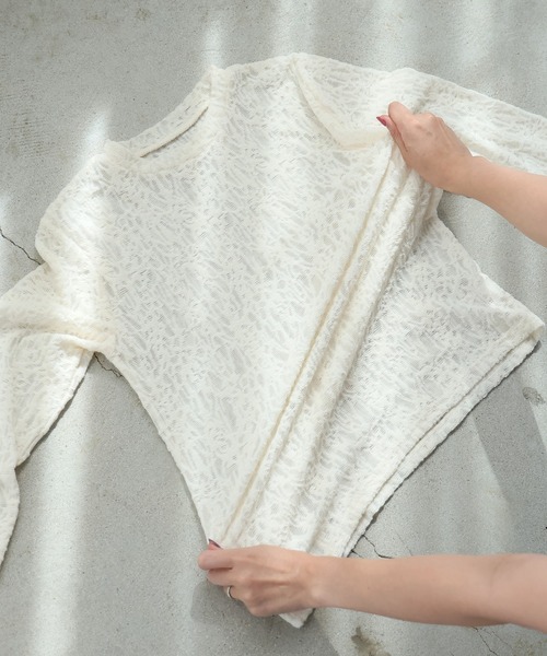 itto...(イット)の「パイルジャガードシアートップス(Tシャツ/カットソー・レディース・ブラック/アイボリー・M)」の22枚目の写真