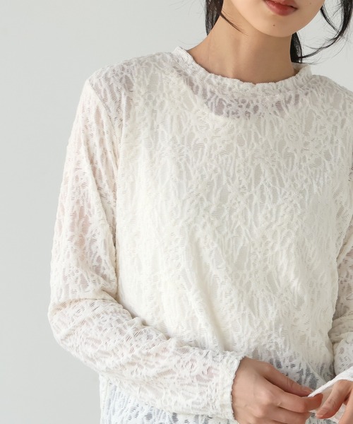 itto...(イット)の「パイルジャガードシアートップス(Tシャツ/カットソー・レディース・ブラック/アイボリー・M)」の7枚目の写真