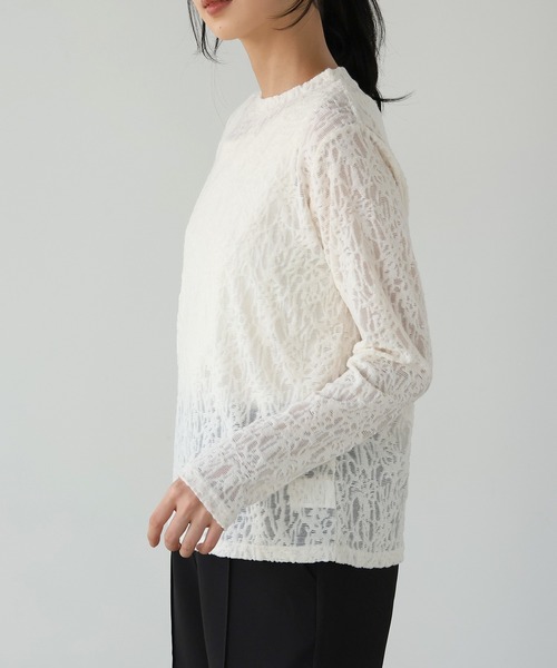 itto...(イット)の「パイルジャガードシアートップス(Tシャツ/カットソー・レディース・ブラック/アイボリー・M)」の8枚目の写真