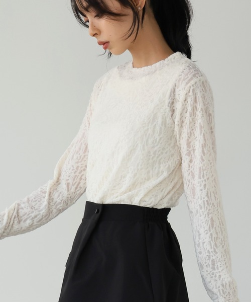 itto...(イット)の「パイルジャガードシアートップス(Tシャツ/カットソー・レディース・ブラック/アイボリー・M)」の9枚目の写真