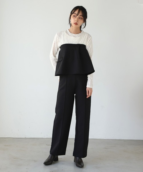 itto...(イット)の「パイルジャガードシアートップス(Tシャツ/カットソー・レディース・ブラック/アイボリー・M)」の11枚目の写真