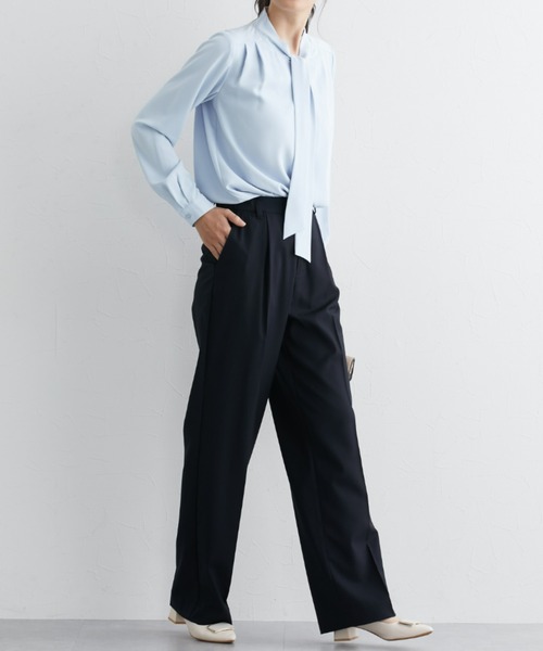 slattgir（スラットジール）の「高身長　ウール調きれい見えみえワイドパンツ（トールサイズ）（その他パンツ・レディース・ネイビー/ブラック/杢グレー・M/L/LL/3L）」の4枚目の写真