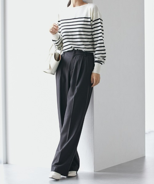 slattgir（スラットジール）の「高身長　ウール調きれい見えみえワイドパンツ（トールサイズ）（その他パンツ・レディース・ネイビー/ブラック/杢グレー・M/L/LL/3L）」の8枚目の写真