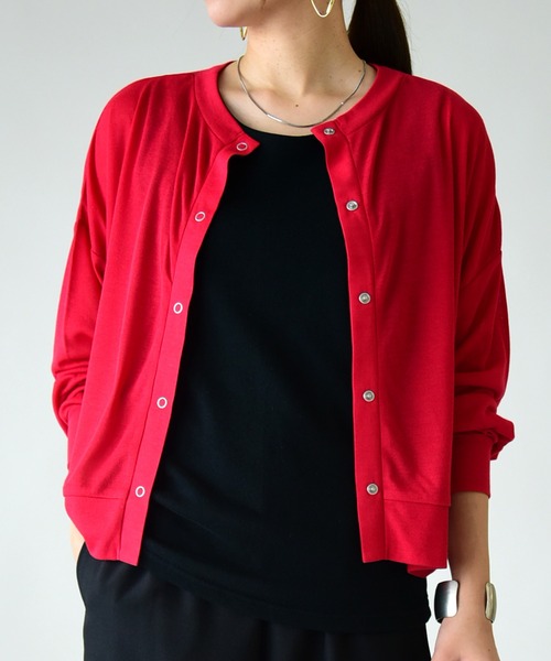 and it_（アンドイット）の「シアー2wayカーディガン（カーディガン/ボレロ・レディース・レッド/ブラック/チャコール・M）」の19枚目の写真