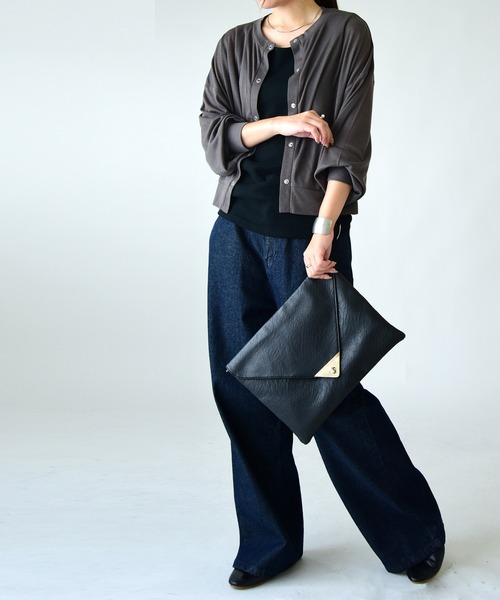 and it_（アンドイット）の「シアー2wayカーディガン（カーディガン/ボレロ・レディース・レッド/ブラック/チャコール・M）」の7枚目の写真