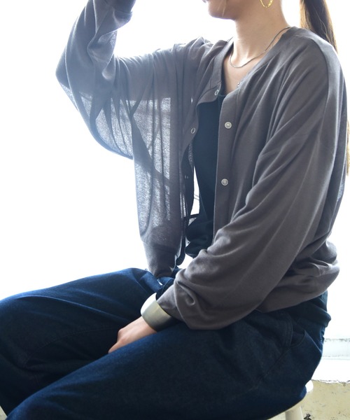 and it_（アンドイット）の「シアー2wayカーディガン（カーディガン/ボレロ・レディース・レッド/ブラック/チャコール・M）」の4枚目の写真