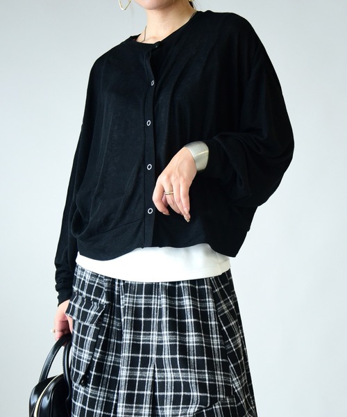 and it_（アンドイット）の「シアー2wayカーディガン（カーディガン/ボレロ・レディース・レッド/ブラック/チャコール・M）」の14枚目の写真