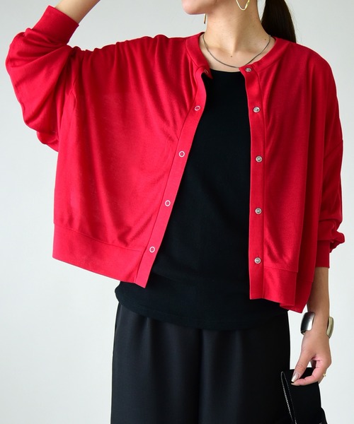 and it_（アンドイット）の「シアー2wayカーディガン（カーディガン/ボレロ・レディース・レッド/ブラック/チャコール・M）」の20枚目の写真