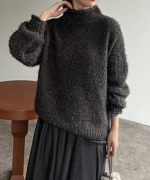 Chez toi(シェトワ)の「ラメモールハイネックプルオーバー(ニット/セーター・レディース・アイボリー/ブルー/チャコールグレー・FREE)」の14枚目の写真