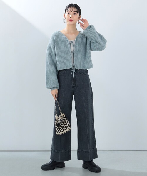 クロップド リボン カーディガン（手洗い可能）（カーディガン/ボレロ）｜BEAMS HEART（ビームスハート）