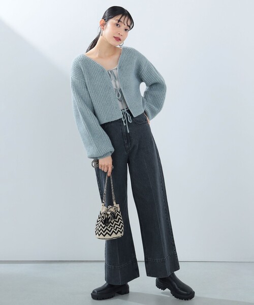 クロップド リボン カーディガン（手洗い可能）（カーディガン/ボレロ）｜BEAMS HEART（ビームスハート）